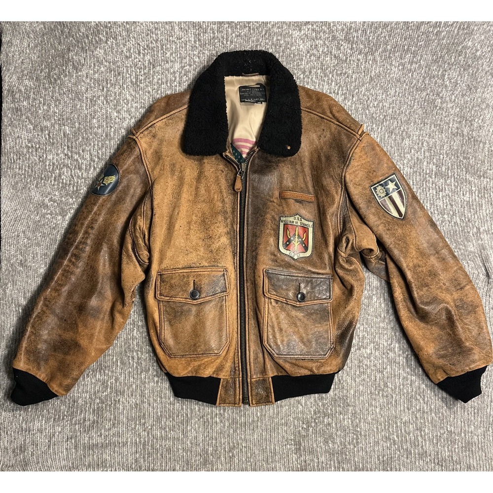 Vintage Bugle Boy 1980s 90s Leather Military G-1 Flight Jacket Mens Rare XXL